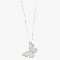 Sparkle Allure Womens Cubic Zirconia Pure Silver Over Brass Butterfly 16 Inch Pendant Necklace
