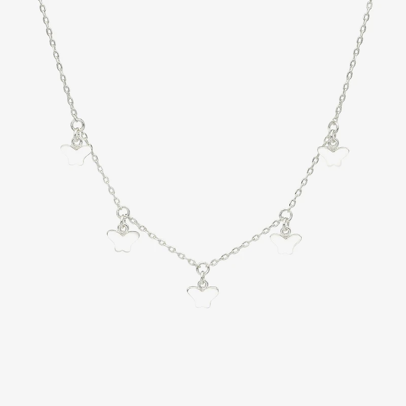 Sparkle Allure Charm Womens Pure Silver Over Brass 16 Inch Collar Necklace