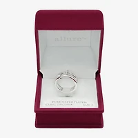 Sparkle Allure Faux Stack Womens 6MM Cubic Zirconia Pure Silver Over Brass Cross Band