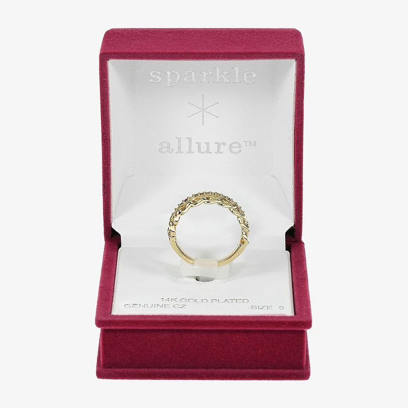 Sparkle Allure Faux Stack Womens 2.5MM Cubic Zirconia 14K Gold Over Brass Band