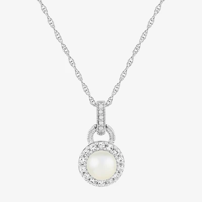 Limited Quantities! Womens Genuine White Cultured Freshwater Pearl Sterling Silver 18 Inch Pendant Necklace