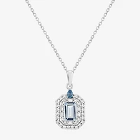 Limited Quantities! Womens Genuine Blue Aquamarine Sterling Silver 18 Inch Pendant Necklace