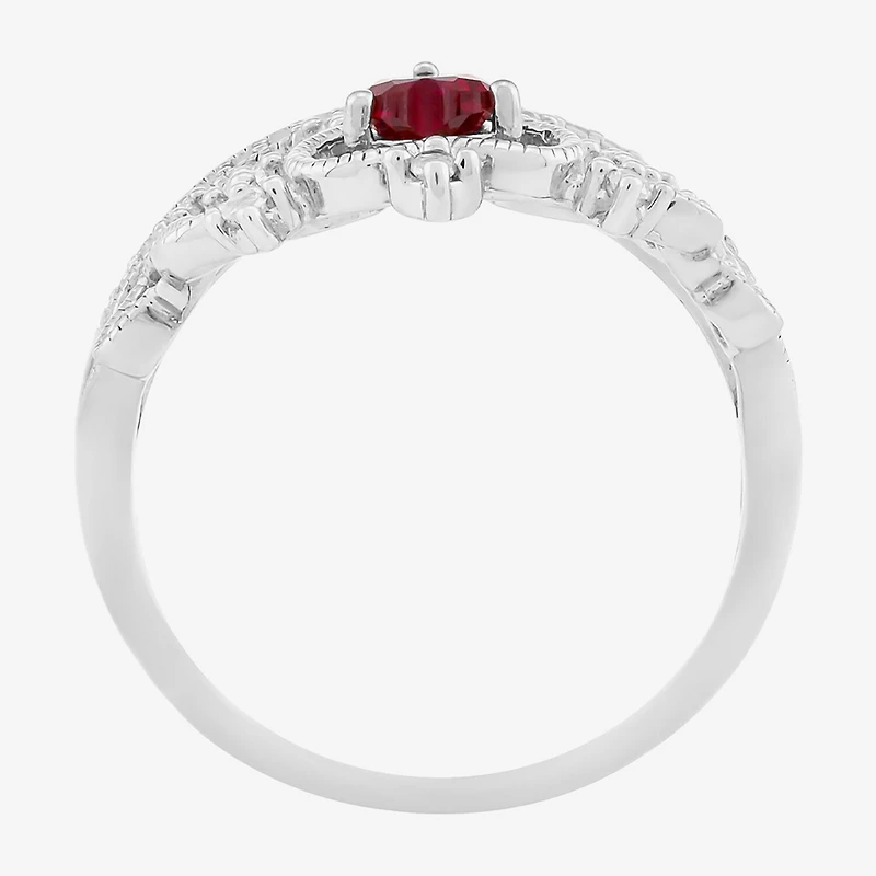 Limited Quantities! Womens Lab Created Red Ruby Sterling Silver Heart Cocktail Ring