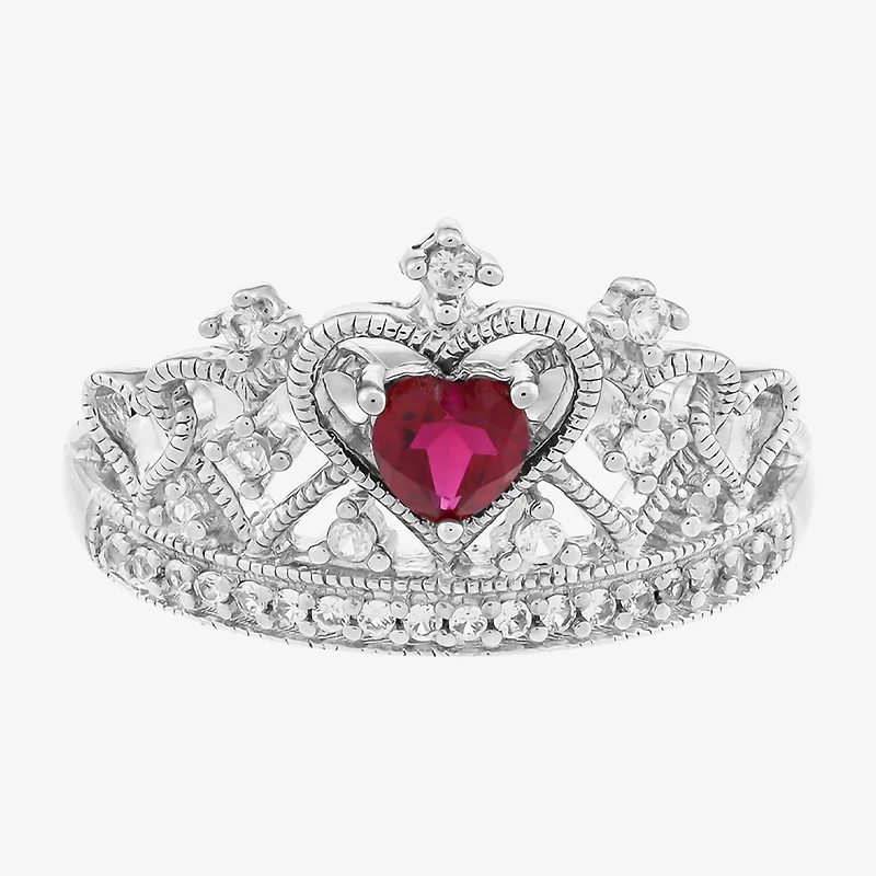Limited Quantities! Womens Lab Created Red Ruby Sterling Silver Heart Cocktail Ring