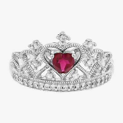 Limited Quantities! Womens Lab Created Red Ruby Sterling Silver Heart Cocktail Ring