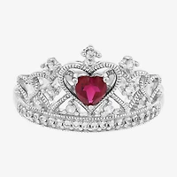 Limited Quantities! Womens Lab Created Red Ruby Sterling Silver Heart Cocktail Ring