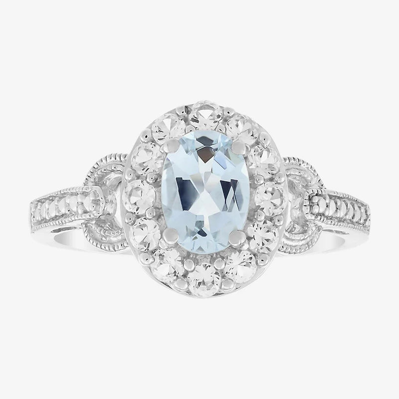 Limited Quantities! Womens Genuine Blue Aquamarine Sterling Silver Cocktail Ring