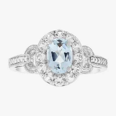 Limited Quantities! Womens Genuine Blue Aquamarine Sterling Silver Cocktail Ring