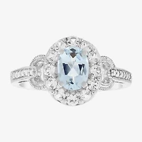 Limited Quantities! Womens Genuine Blue Aquamarine Sterling Silver Cocktail Ring