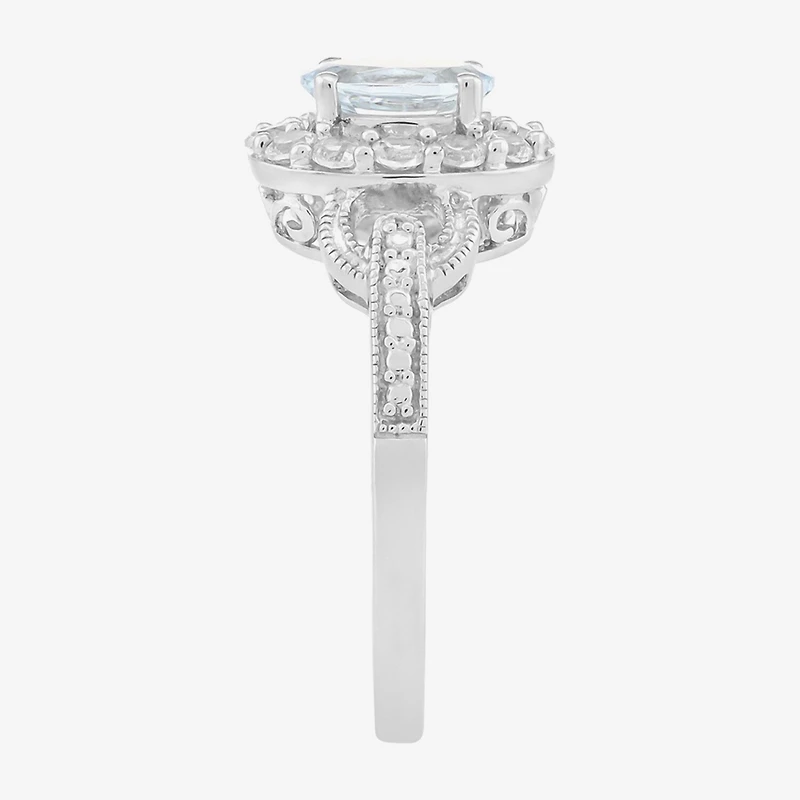 Limited Quantities! Womens Genuine Blue Aquamarine Sterling Silver Cocktail Ring