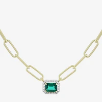 Limited Quantities! Womens Lab Created Green Emerald 14K Gold Over Silver 18 Inch Pendant Necklace