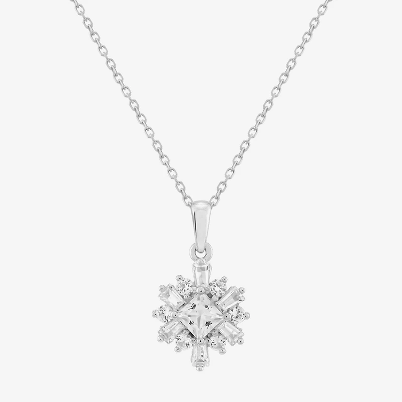 Limited Quantities! Womens Lab Created White Sapphire Sterling Silver 18 Inch Pendant Necklace