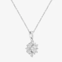 Limited Quantities! Womens Lab Created White Sapphire Sterling Silver 18 Inch Pendant Necklace