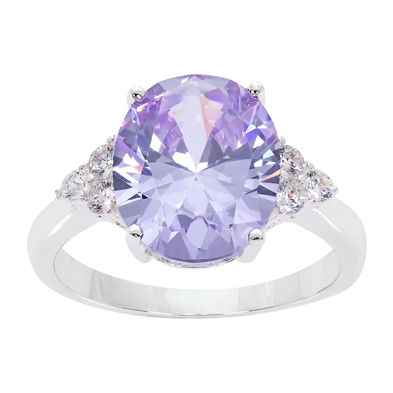 Sparkle Allure Womens Cubic Zirconia Pure Silver Over Brass Engagement Ring