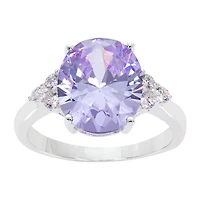 Sparkle Allure Womens Cubic Zirconia Pure Silver Over Brass Engagement Ring