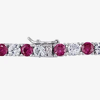 Womens Lab Created Red Ruby Sterling Silver 7.25 Inch Tennis Bracelet