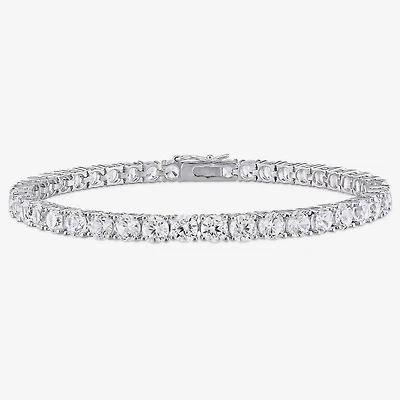 Womens Lab Created White Sapphire Sterling Silver 7.25 Inch Tennis Bracelet