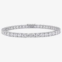 Womens Lab Created White Sapphire Sterling Silver 7.25 Inch Tennis Bracelet