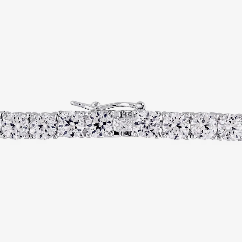 Womens Lab Created White Sapphire Sterling Silver 7.25 Inch Tennis Bracelet