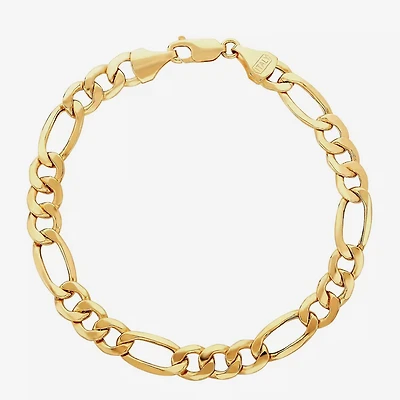 Mens 10K Gold 9 Inch Hollow Figaro Chain Bracelet