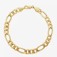 Mens 10K Gold 9 Inch Hollow Figaro Chain Bracelet