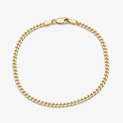 Unisex Adult 14K Gold Over Silver 7.5 Inch Solid Curb Chain Bracelet