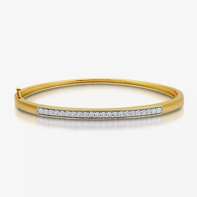 Womens 1/10 CT. T.W. Natural White Diamond 14K Gold Over Silver Bangle Bracelet