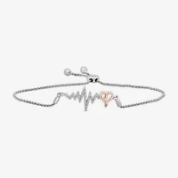 Hallmark Diamonds Womens 1/10 CT. T.W. Natural White Diamond 14K Rose Gold Over Silver Sterling Silver Heart Bolo Bracelet