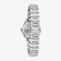Bulova Crystal Womens Crystal Accent Silver Tone Stainless Steel Bracelet Watch 96l311