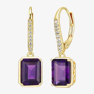 Gemstone 18K Gold Over Silver Drop Earrings