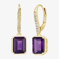 Gemstone 18K Gold Over Silver Drop Earrings