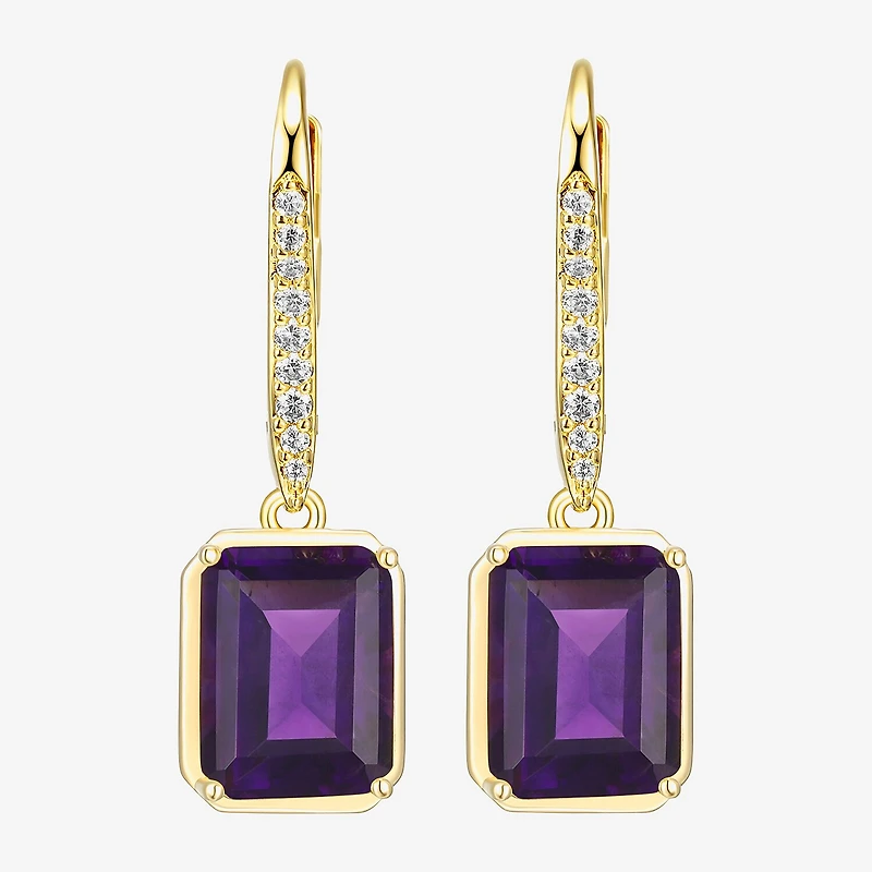 Gemstone 18K Gold Over Silver Drop Earrings