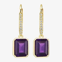 Gemstone 18K Gold Over Silver Drop Earrings