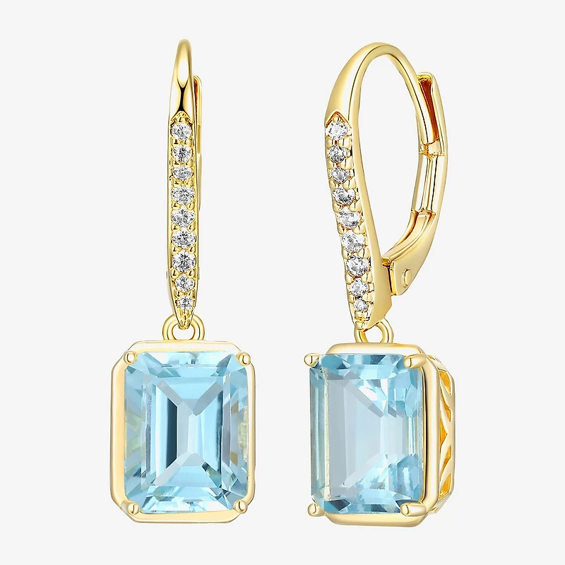 Gemstone 18K Gold Over Silver Drop Earrings