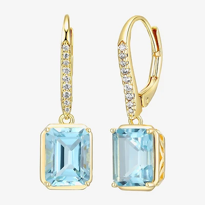 Gemstone 18K Gold Over Silver Drop Earrings