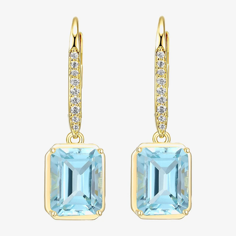 Gemstone 18K Gold Over Silver Drop Earrings