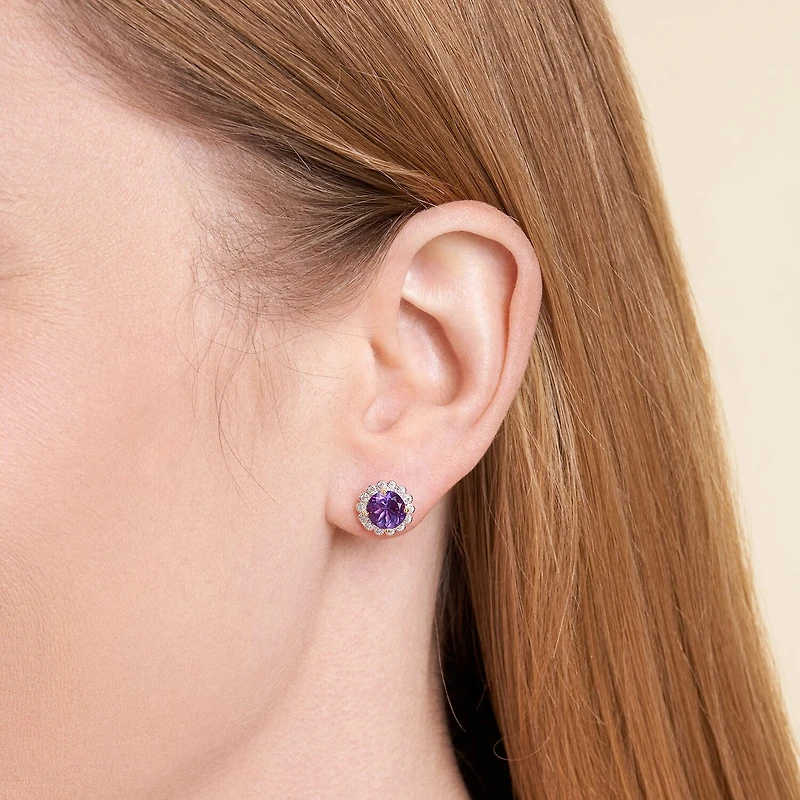 Gemstone Sterling Silver 10.3mm Flower Stud Earrings