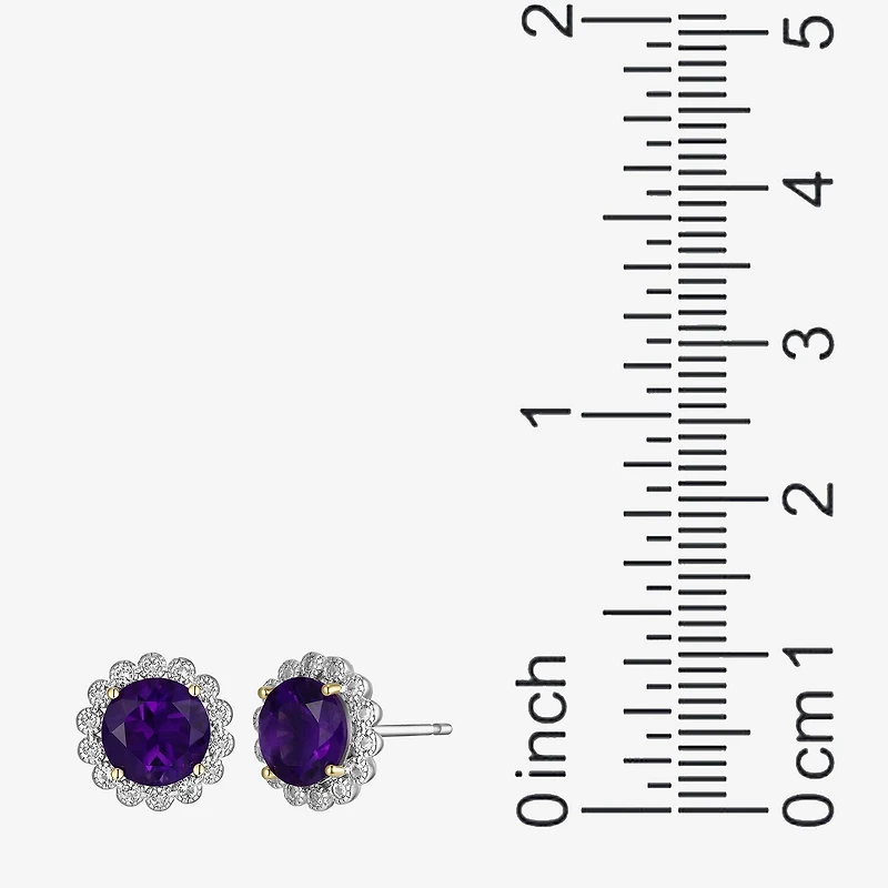 Gemstone Sterling Silver 10.3mm Flower Stud Earrings