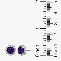 Gemstone Sterling Silver 10.3mm Flower Stud Earrings