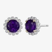Gemstone Sterling Silver 10.3mm Flower Stud Earrings