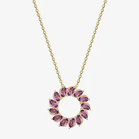Womens Gemstone 18K Gold Over Silver Circle Pendant Necklace