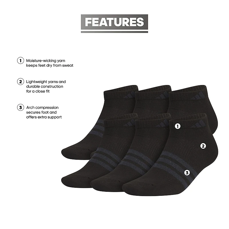 adidas Superlite Mens Multi-Pack 6 Pair Low Cut Socks