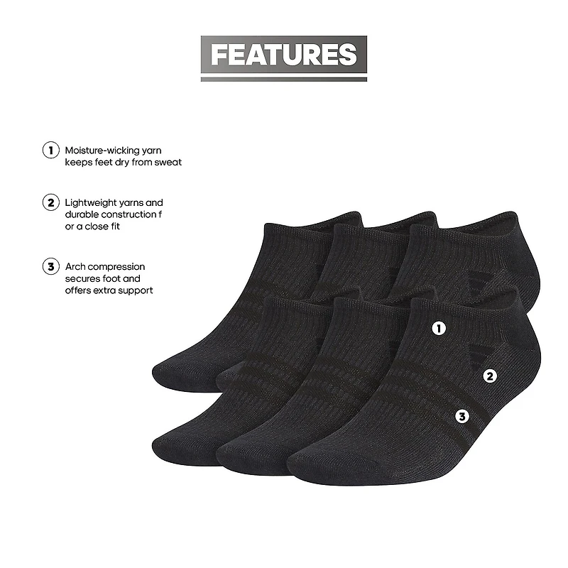 adidas Superlite Mens Multi-Pack 6 Pair No Show Socks