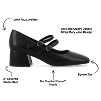 Journee Collection Nally Womens Square Closed Toe Block Heel Pumps