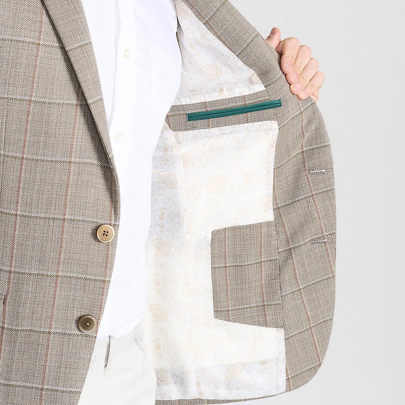 CRICKETEER™ Mens Windowpane Stretch Fabric Regular Fit Sport Coat