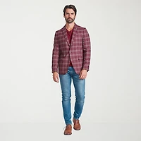 CRICKETEER™ Mens Plaid Stretch Fabric Regular Fit Sport Coat