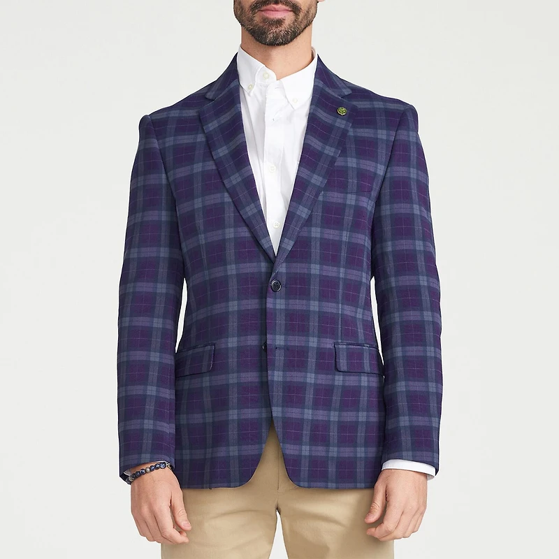 CRICKETEER™ Mens Plaid Stretch Fabric Regular Fit Sport Coat