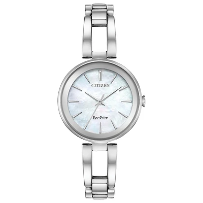 Citizen Axiom Womens Silver Tone Stainless Steel Bracelet Watch Em0630-51d