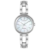 Citizen Axiom Womens Silver Tone Stainless Steel Bracelet Watch Em0630-51d