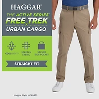 Haggar The Active Series Free Trek Urban Mens Stretch Fabric Straight Fit Cargo Pant